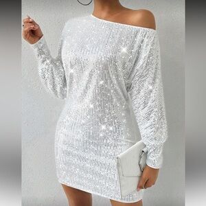 Elegant Silver Sequin Dress
